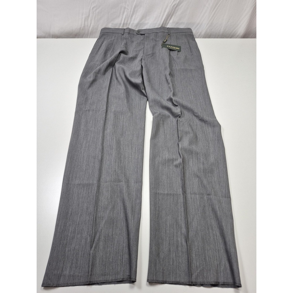 VTG Zanieri Dress Pants Mens 44x37 Gray Wool Flat Front Unhemmed Made Italy NWT